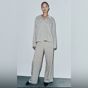 Zara Soft Gray Polo and Sweatpant Set- Size M